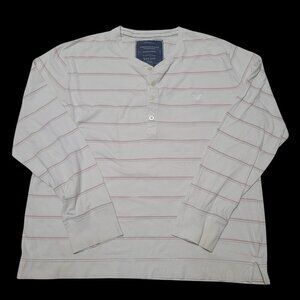 Y2K American Eagle Outfitters Vintage Fit Striped Henley Shirt XXL‎ Preppy Retro